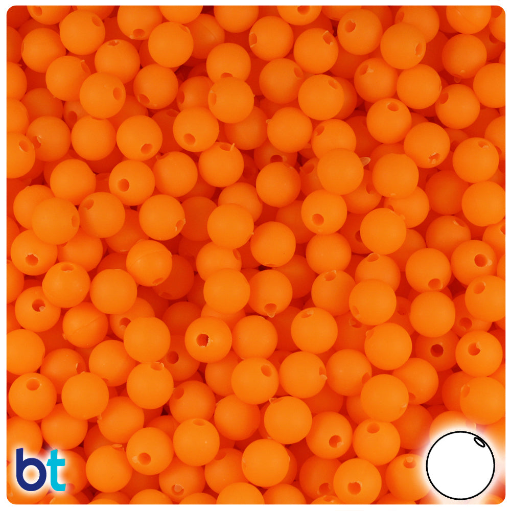 Orange Matte 6mm Round Plastic Beads (500pcs)