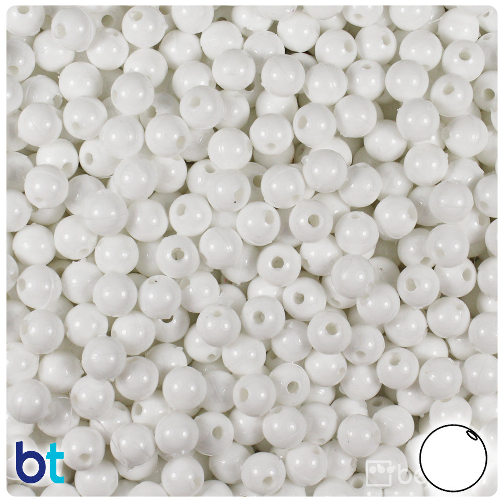 White Opaque 6mm Round Plastic Beads (500pcs)