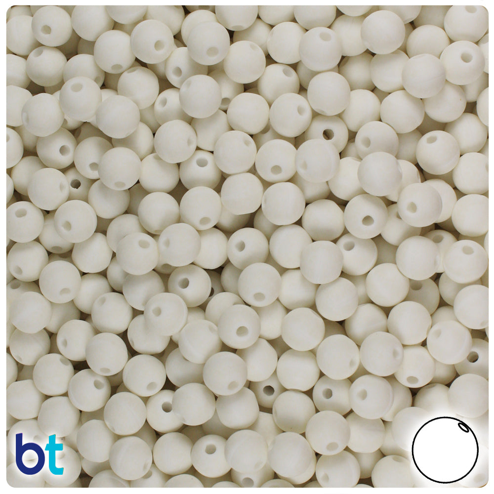 White Matte 6mm Round Plastic Beads (500pcs)