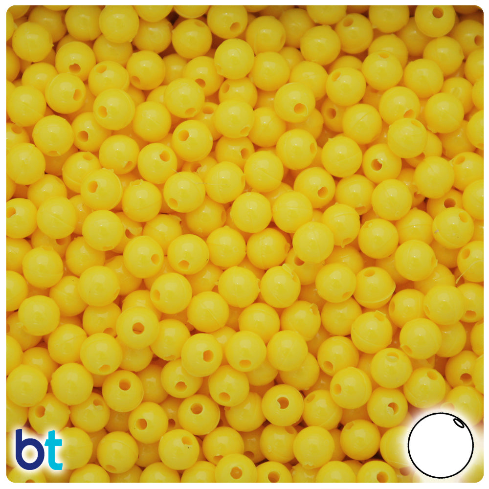 Yellow Opaque 6mm Round Plastic Beads (500pcs)