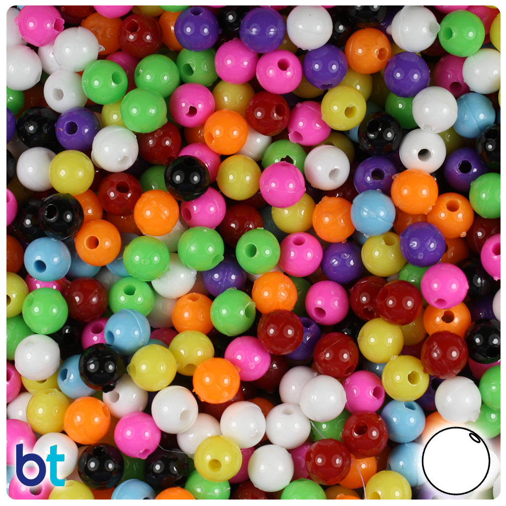 Opaque Mix 6mm Round Plastic Beads (500pcs)