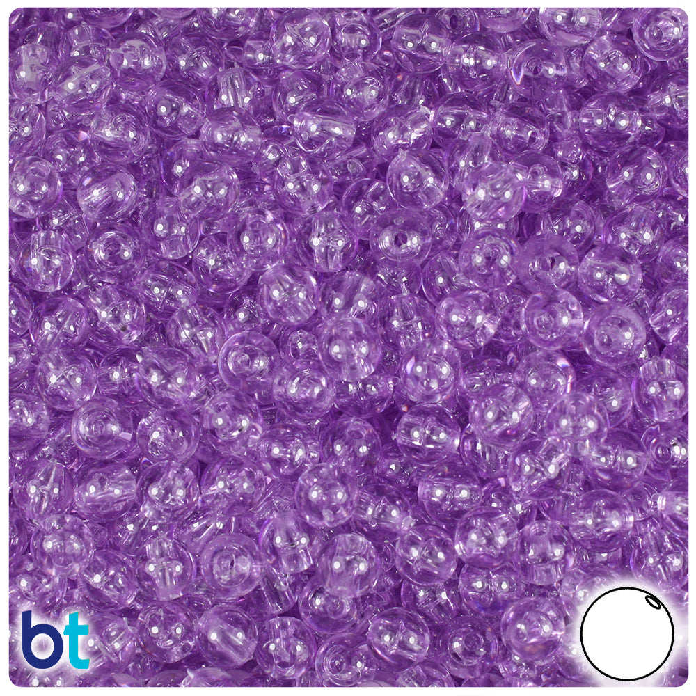 Light Amethyst Transparent 6mm Round Plastic Beads (500pcs)