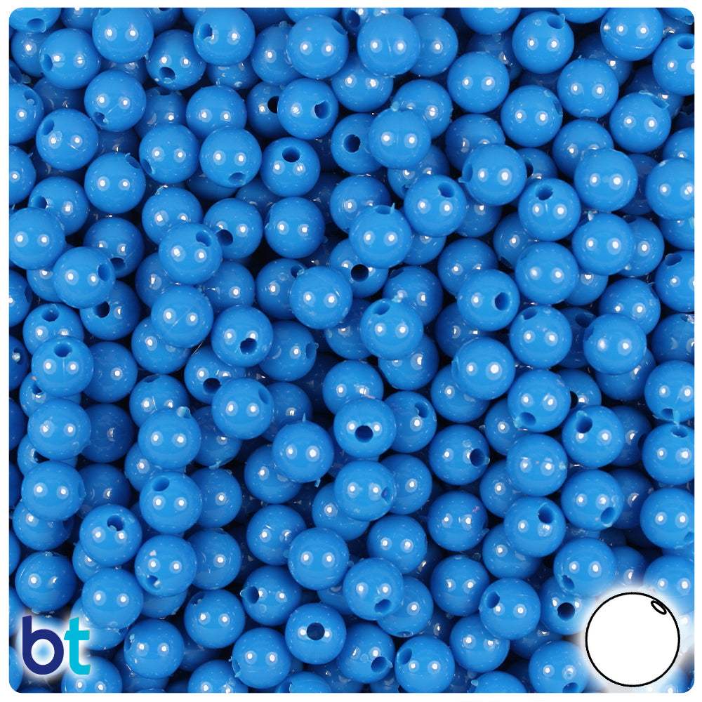 True Blue Neon Bright 6mm Round Plastic Beads (500pcs)