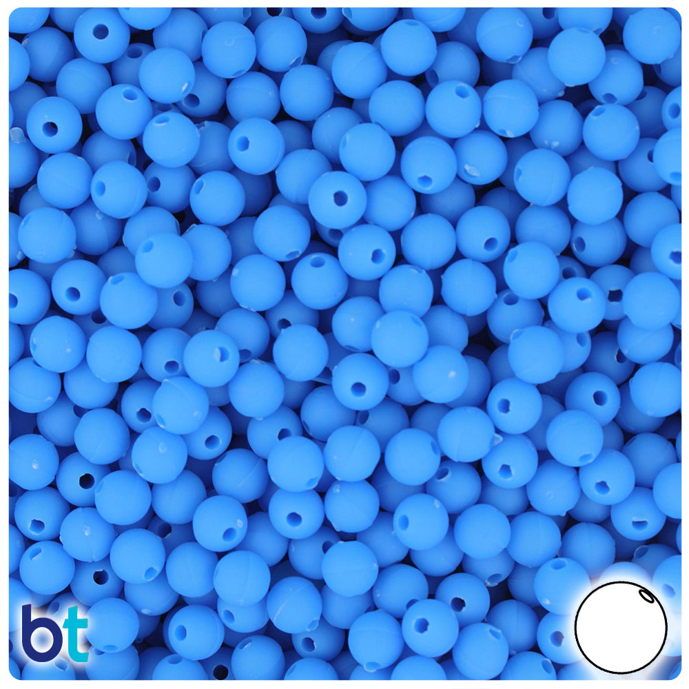 True Blue Matte 6mm Round Plastic Beads (500pcs)