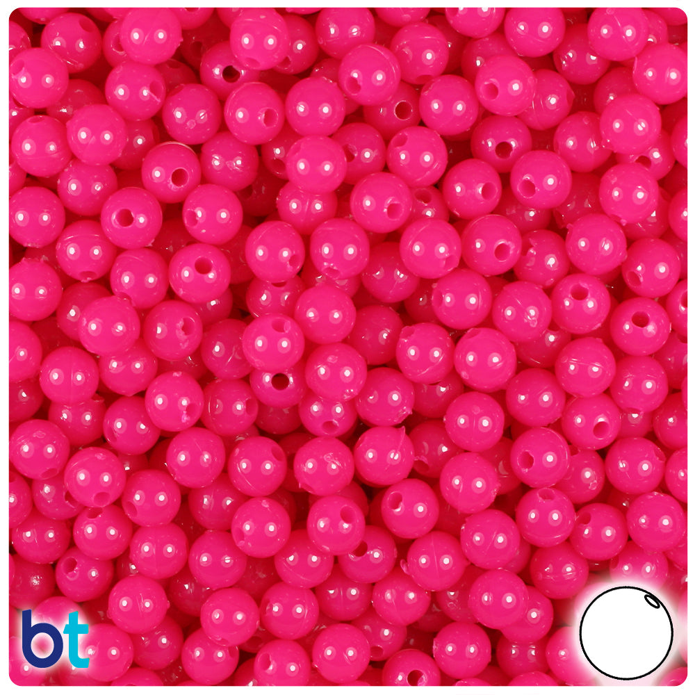 Magenta Neon Bright 6mm Round Plastic Beads (500pcs)