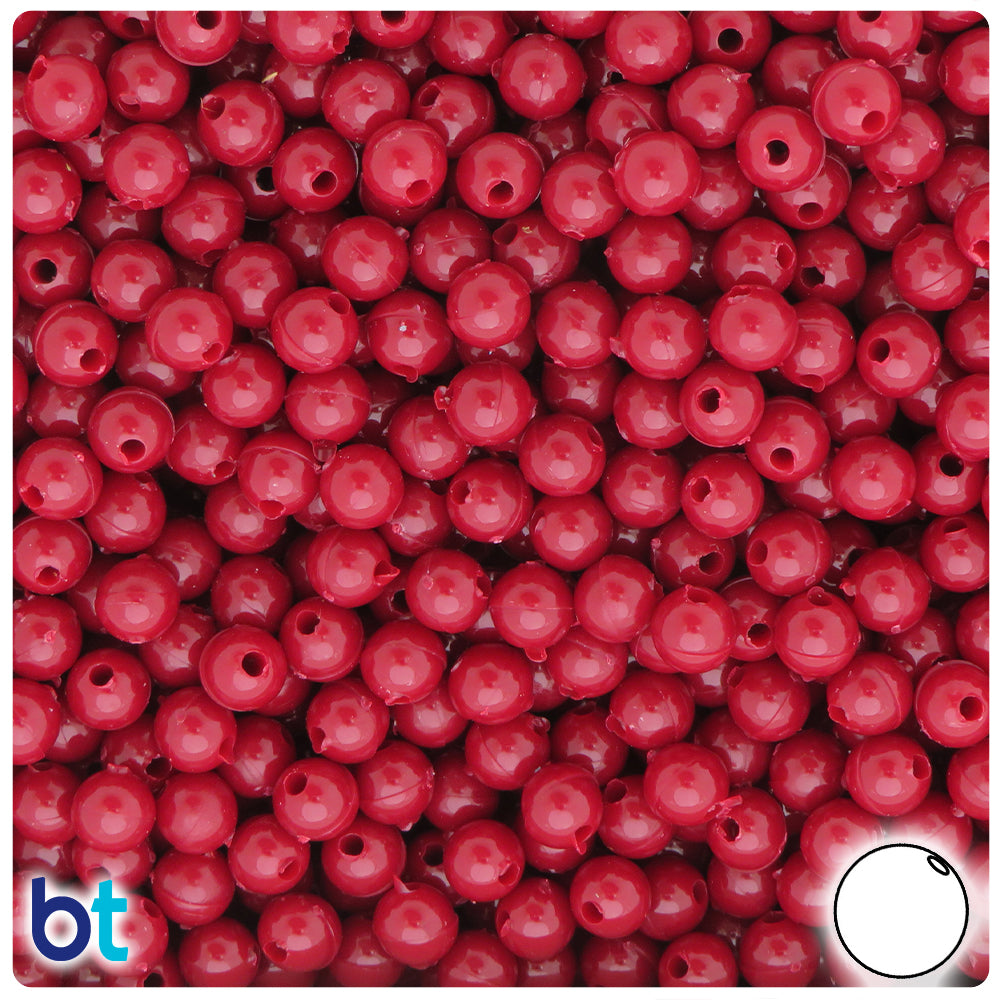 Burgundy Opaque 6mm Round Plastic Beads (500pcs)