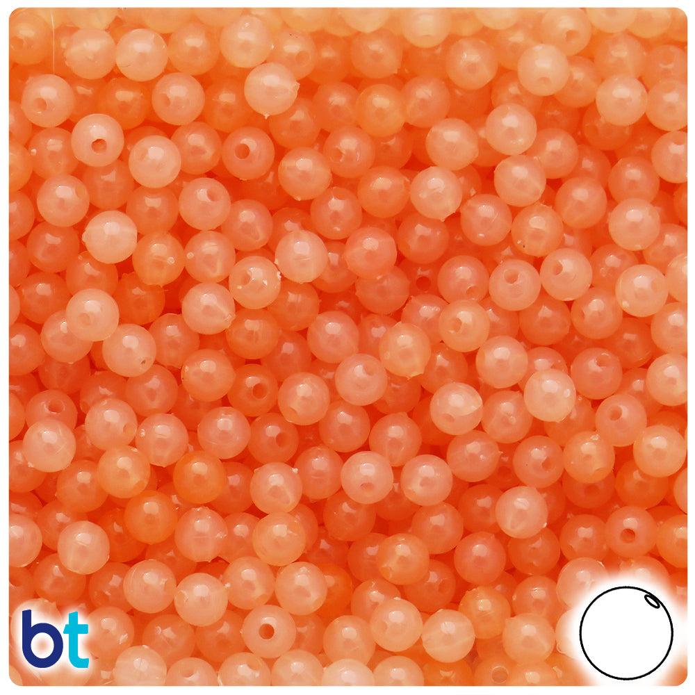 Peach Transparent 6mm Round Plastic Beads (500pcs)