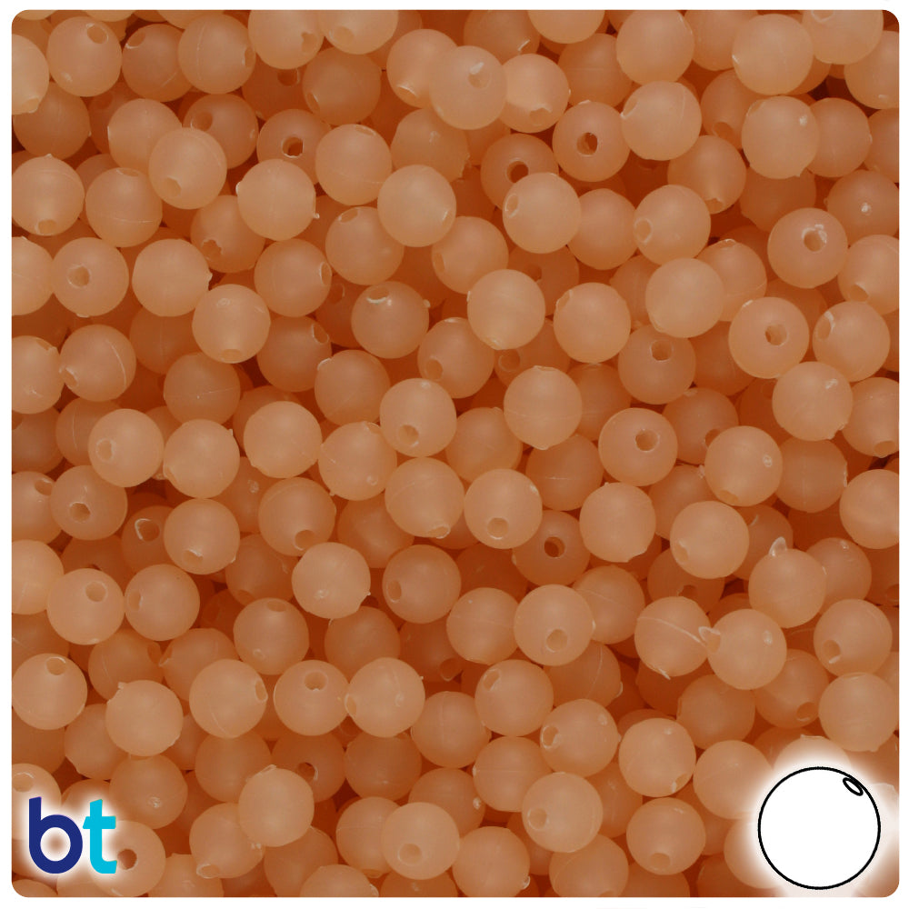 Peach Frosted 6mm Round Plastic Beads (500pcs)