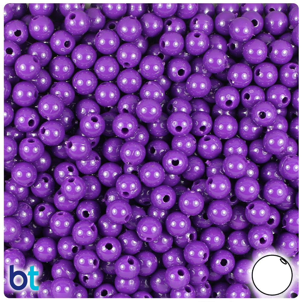 Plum Neon Bright 6mm Round Plastic Beads (500pcs)