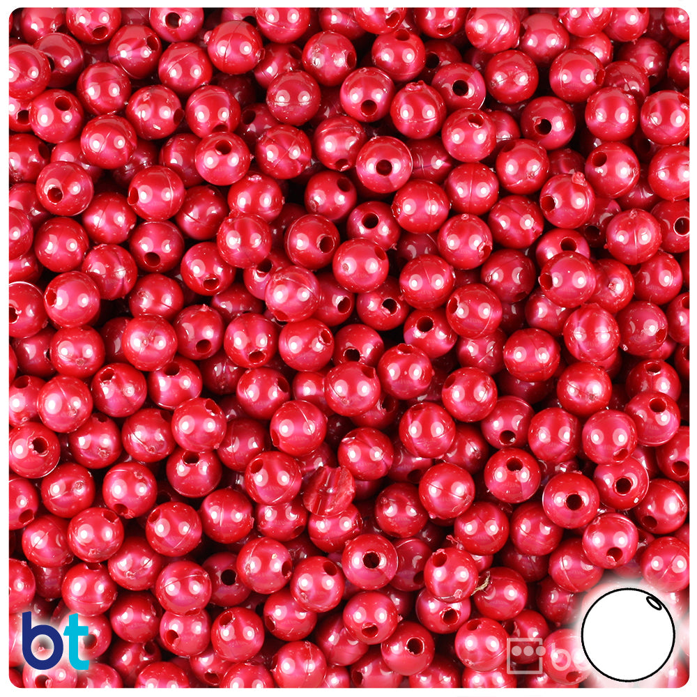 Red Pearl 6mm Round Plastic Beads (500pcs)