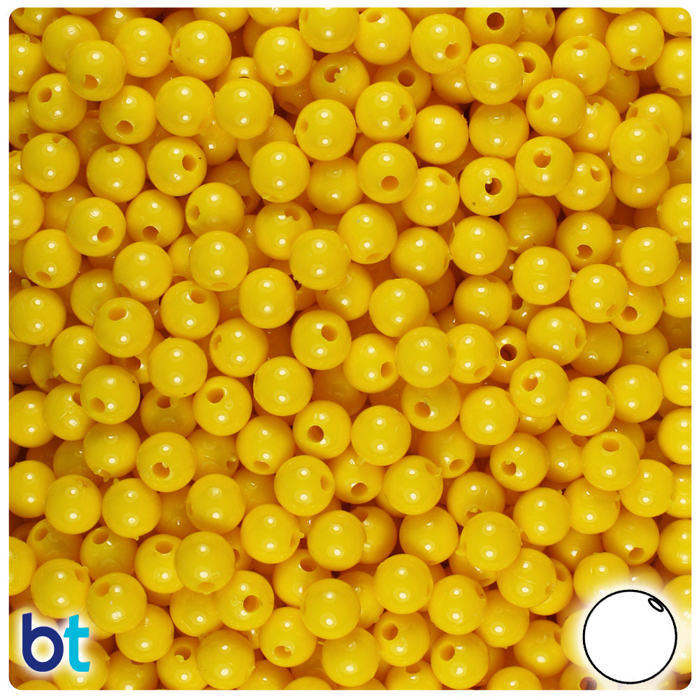 Bright Yellow Opaque 6mm Round Plastic Beads (500pcs)