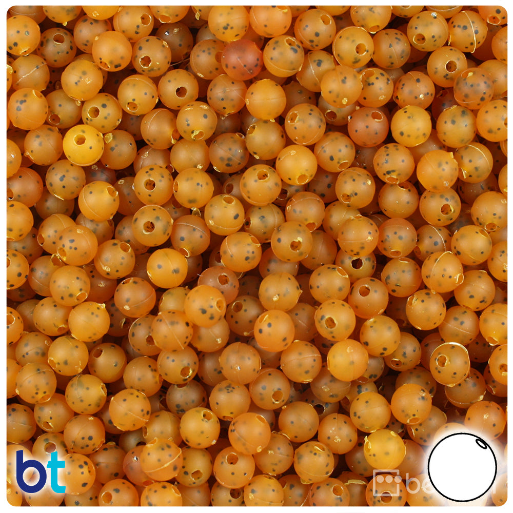 Tiger Coral Frosted Black Flakes 6mm Round Plastic Beads (500pcs)