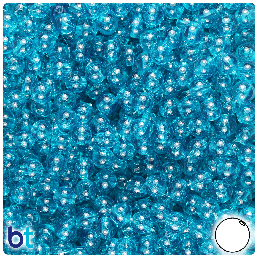 Teal Transparent 6mm Round Plastic Beads (500pcs)