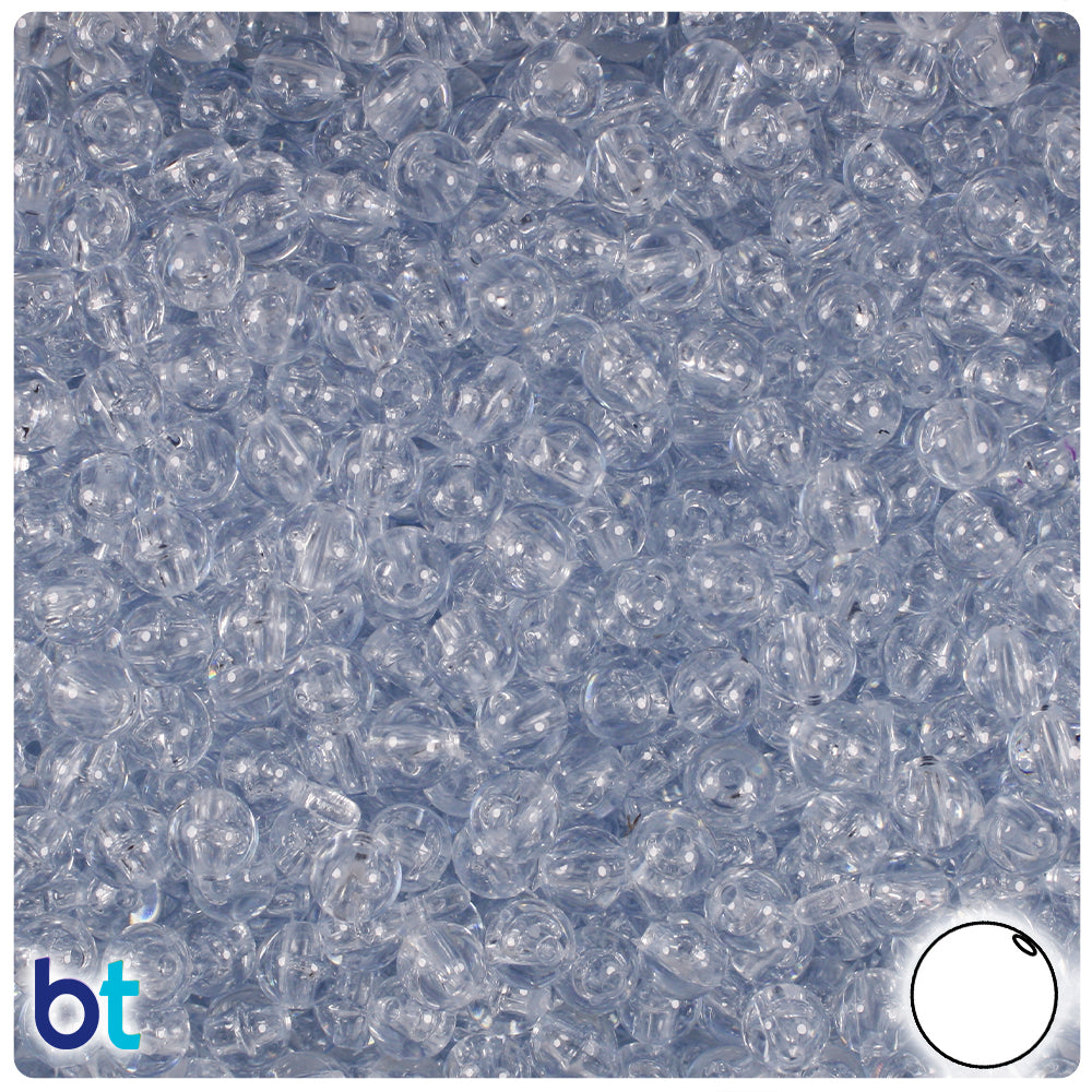 Ice Blue Transparent 6mm Round Plastic Beads (500pcs)