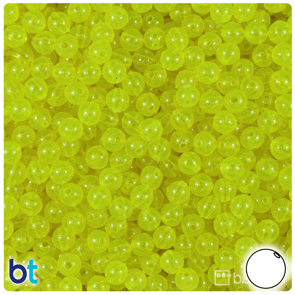Lure Yellow Transparent 6mm Round Plastic Beads (500pcs)