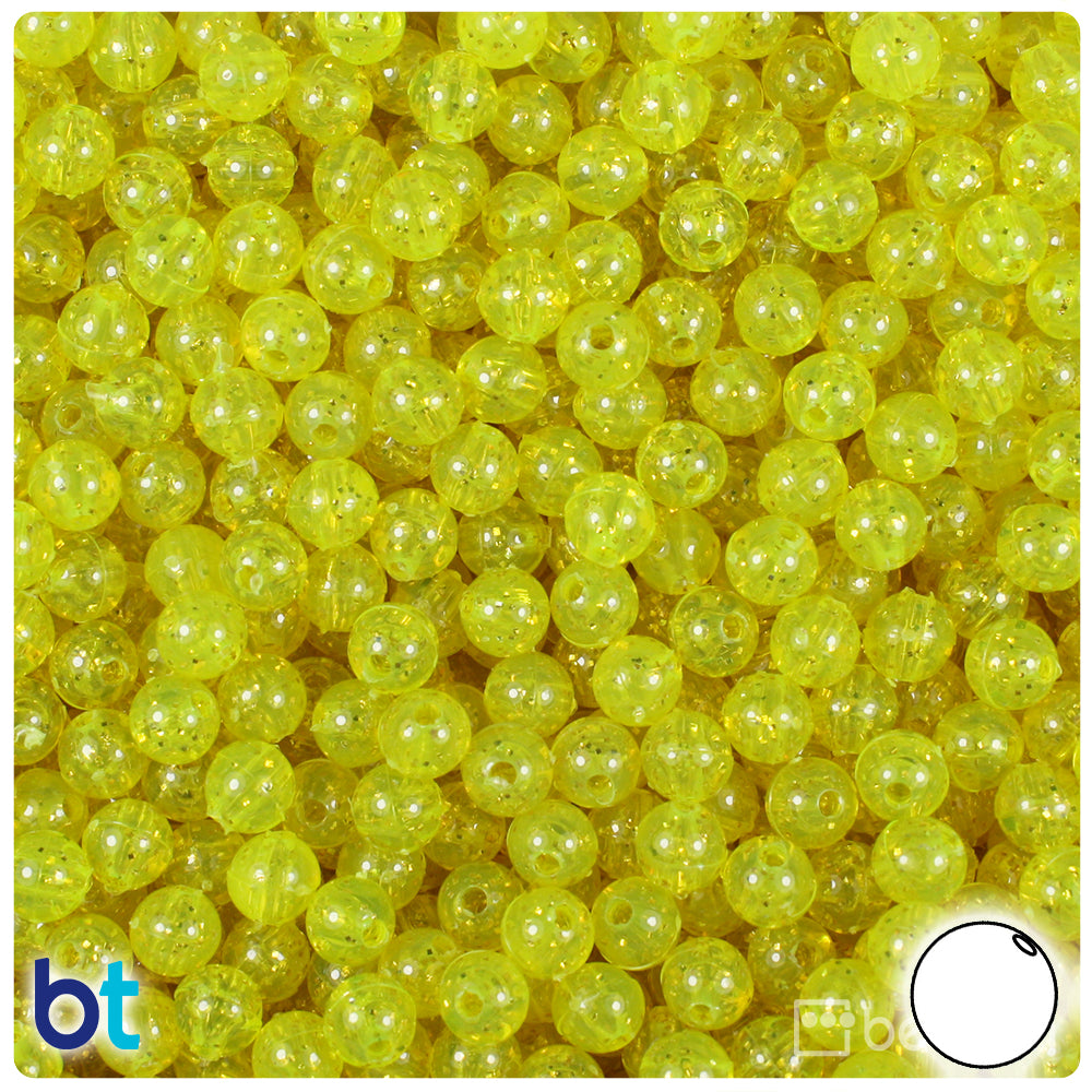 Lure Yellow Gold Sparkle 6mm Round Plastic Beads (500pcs)