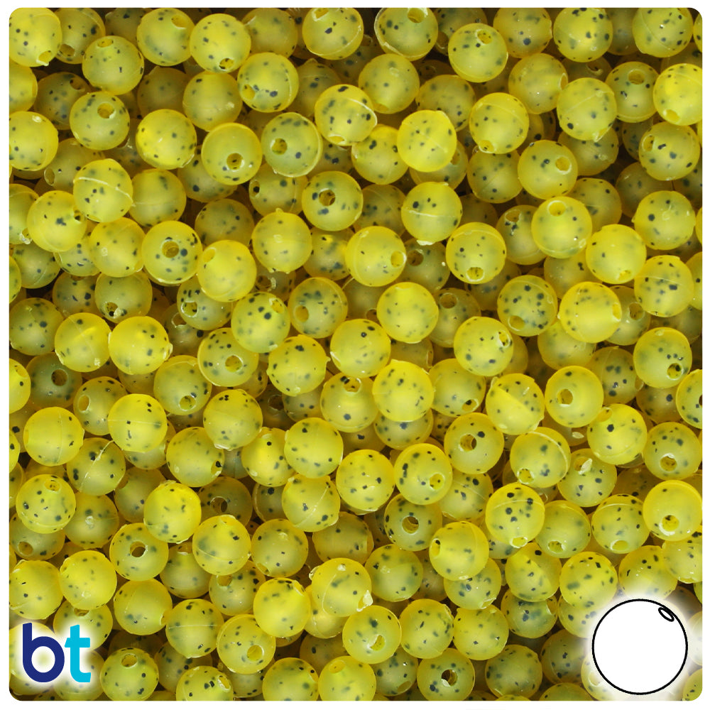Lure Yellow Frosted Black Flakes 6mm Round Plastic Beads (500pcs)
