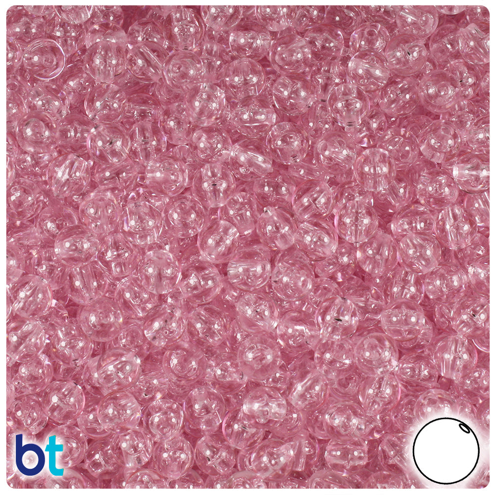 Pale Pink Transparent 6mm Round Plastic Beads (500pcs)