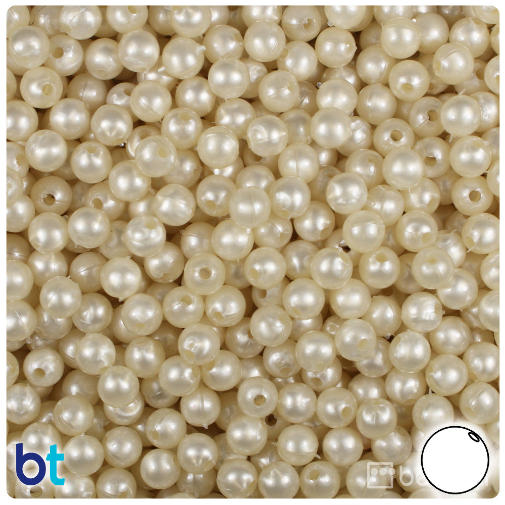 Natural Pearl 6mm Round Plastic Beads (500pcs)