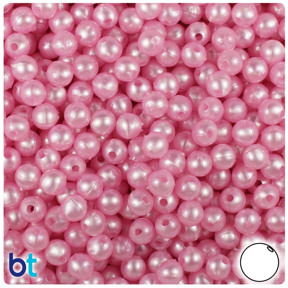 Light Pink Pearl 6mm Round Plastic Beads (500pcs)