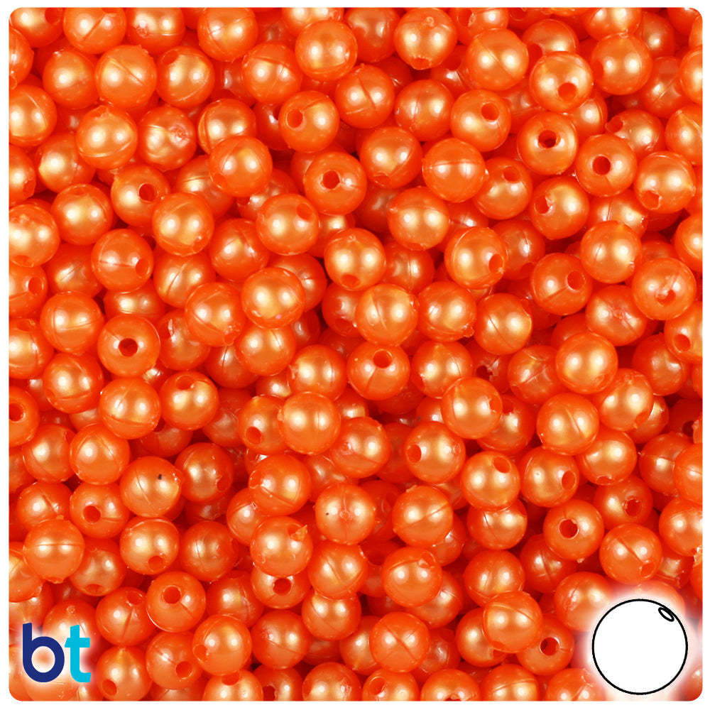 Orange Pearl 6mm Round Plastic Beads (500pcs)