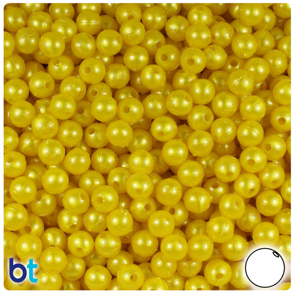 Yellow Pearl 6mm Round Plastic Beads (500pcs)