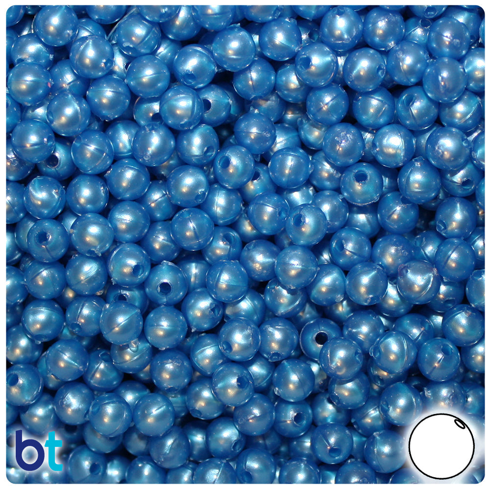 Dark Blue Pearl 6mm Round Plastic Beads (500pcs)