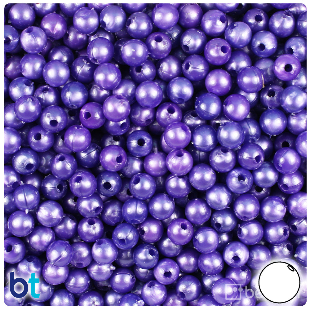 Dark Purple Pearl 6mm Round Plastic Beads (500pcs)
