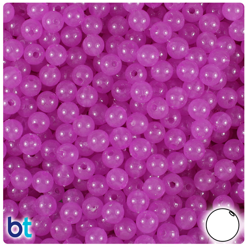 Purple Glow 6mm Round Plastic Beads (500pcs)