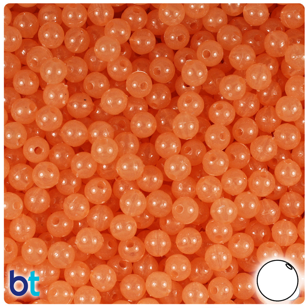 Orange Glow 6mm Round Plastic Beads (500pcs)