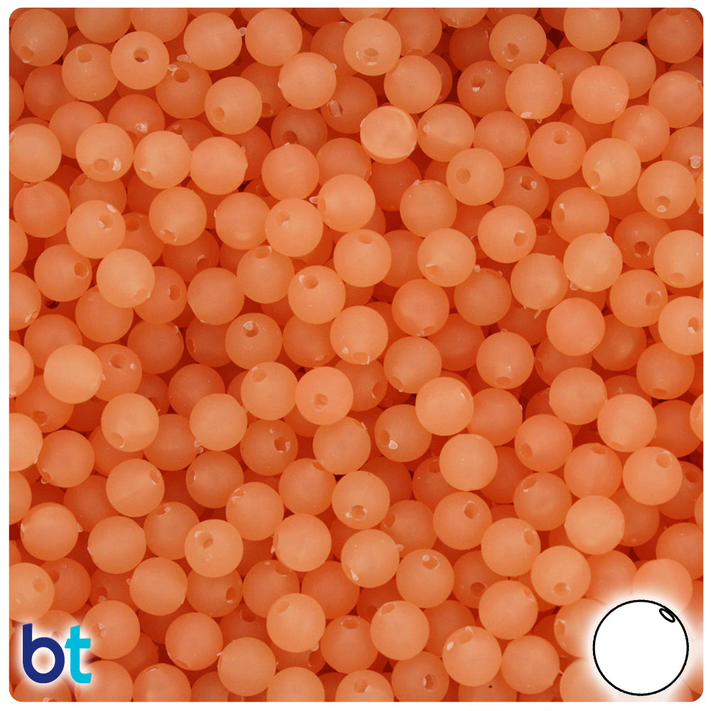 Orange Glow Frosted 6mm Round Plastic Beads (500pcs)