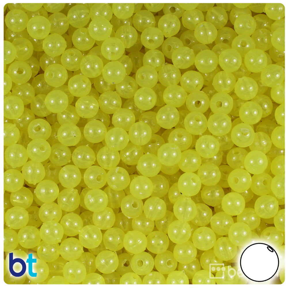 Yellow Glow 6mm Round Plastic Beads (500pcs)