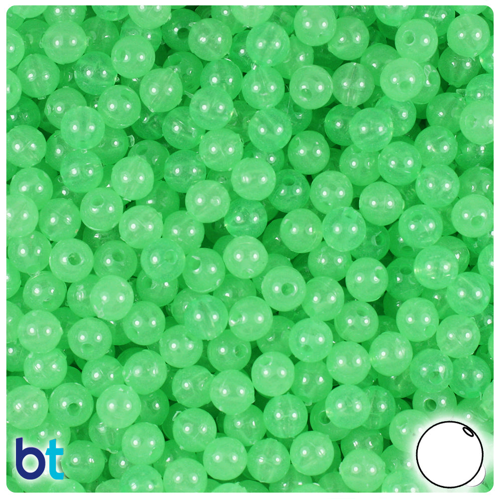 Green Glow 6mm Round Plastic Beads (500pcs)