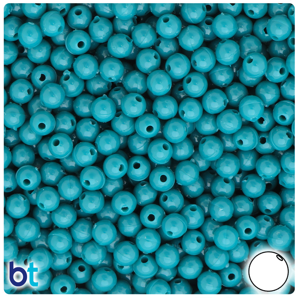 Dark Teal Opaque 6mm Round Plastic Beads (500pcs)
