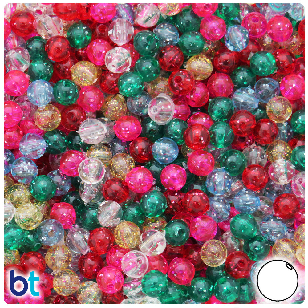 Classic Mix Sparkle 6mm Round Plastic Beads (500pcs)