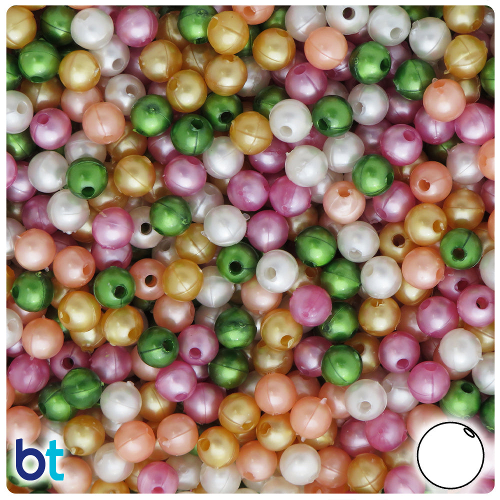 Warm Mix Pearl 6mm Round Plastic Beads (500pcs)