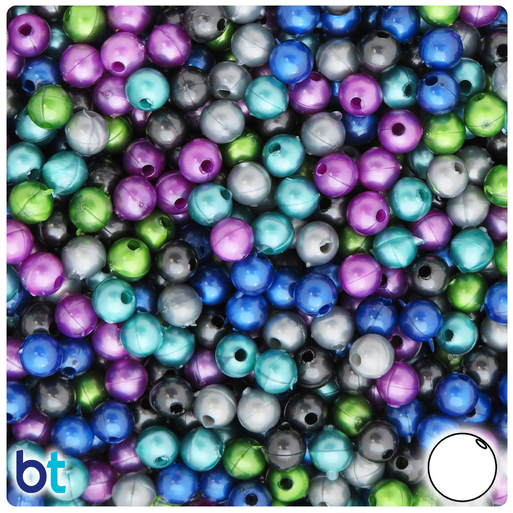 Cool Black Mix Pearl 6mm Round Plastic Beads (500pcs)