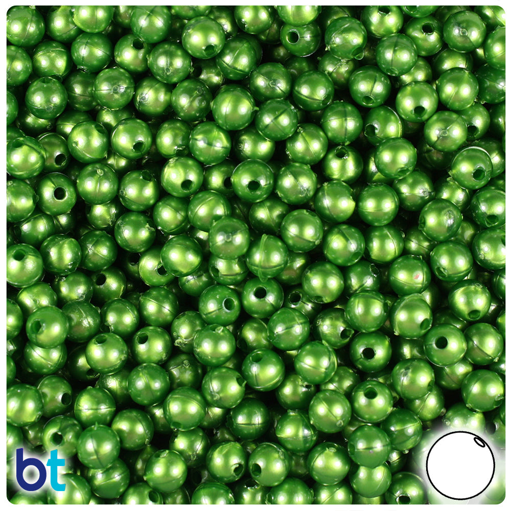Dark Green Pearl 6mm Round Plastic Beads (500pcs)