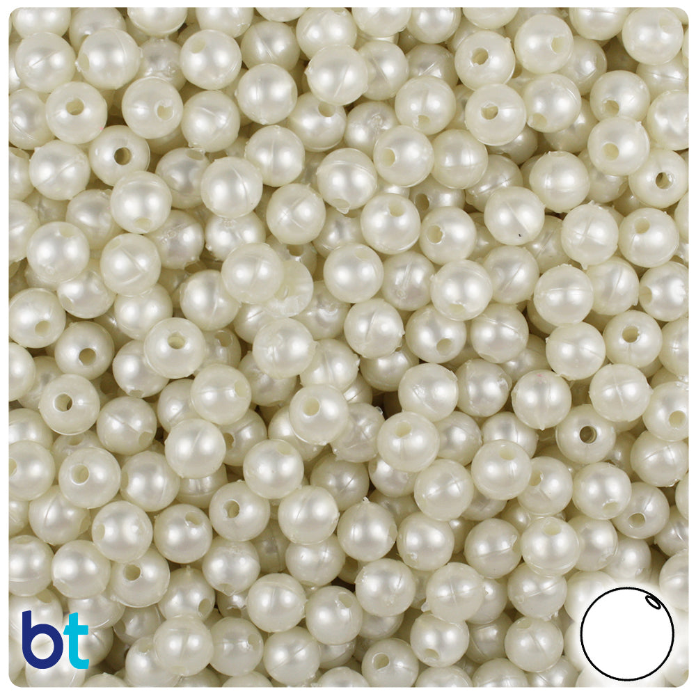 Bridal Pearl 6mm Round Plastic Beads (500pcs)