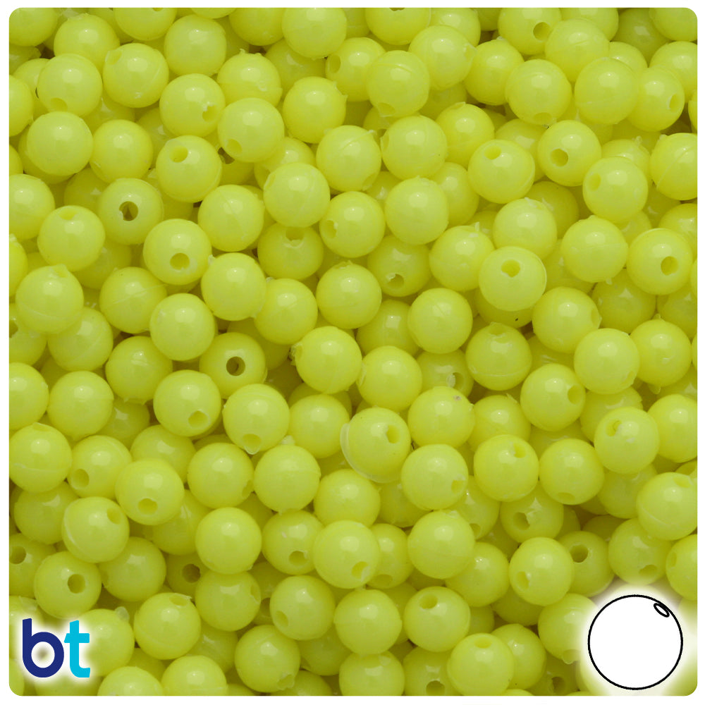 Chartreuse Opaque 6mm Round Plastic Beads (500pcs)