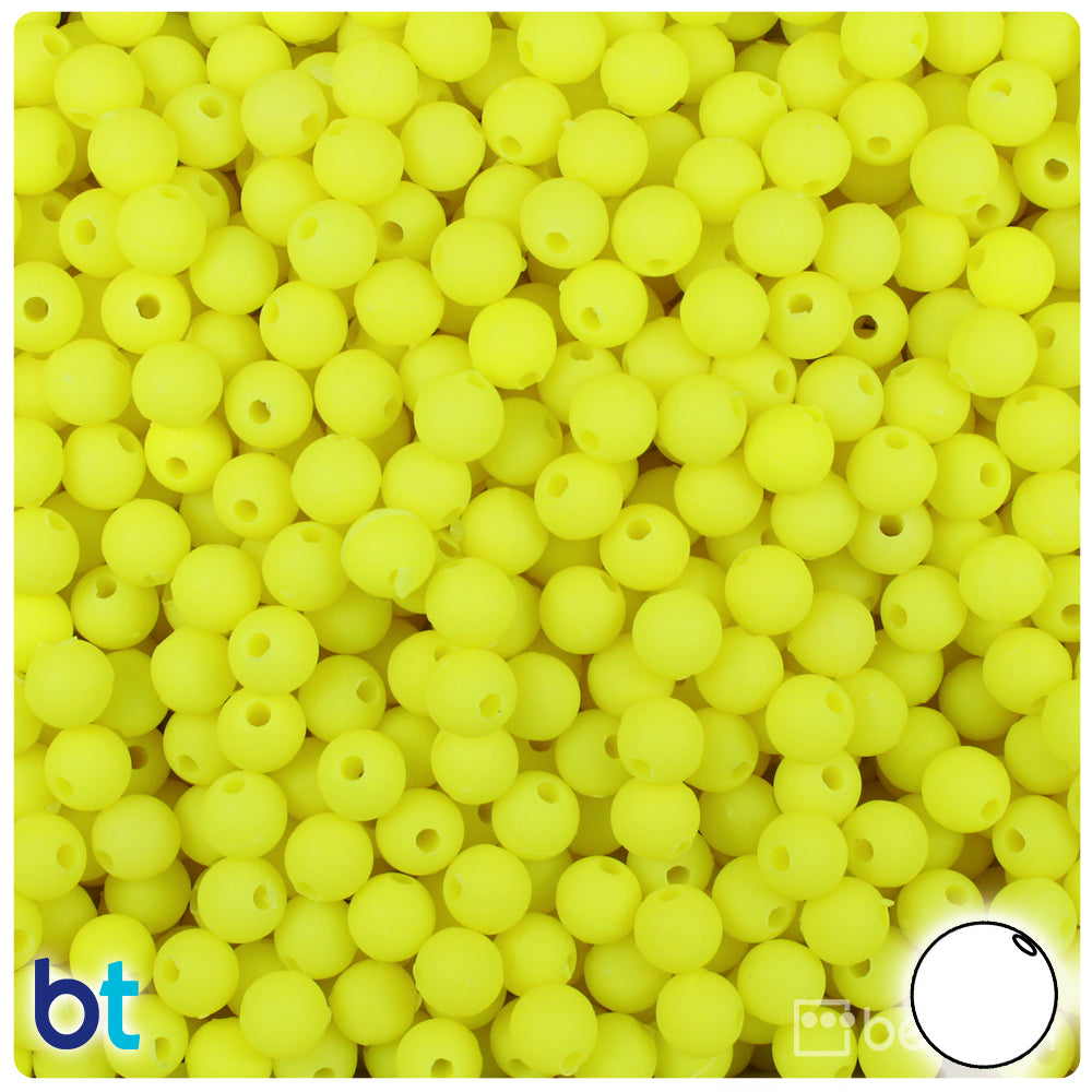 Chartreuse Matte 6mm Round Plastic Beads (500pcs)