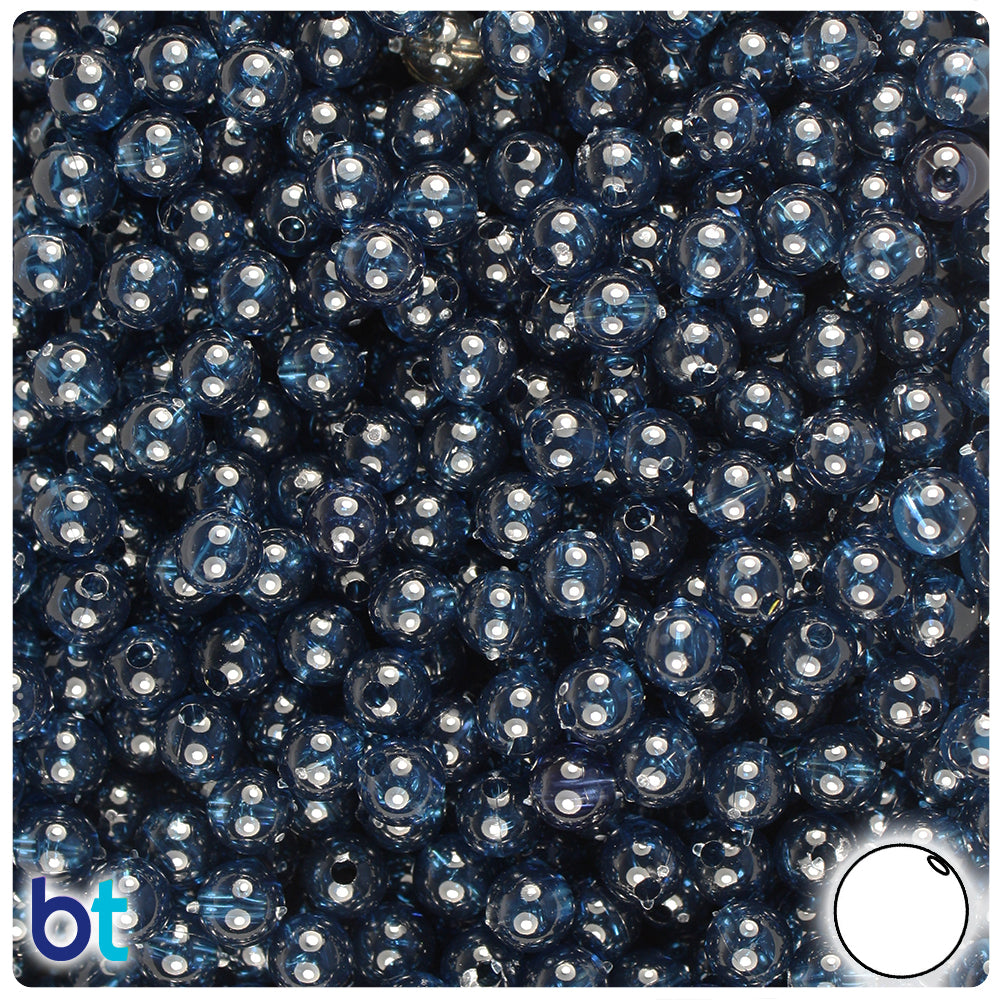 Montana Blue Transparent 6mm Round Plastic Beads (500pcs)