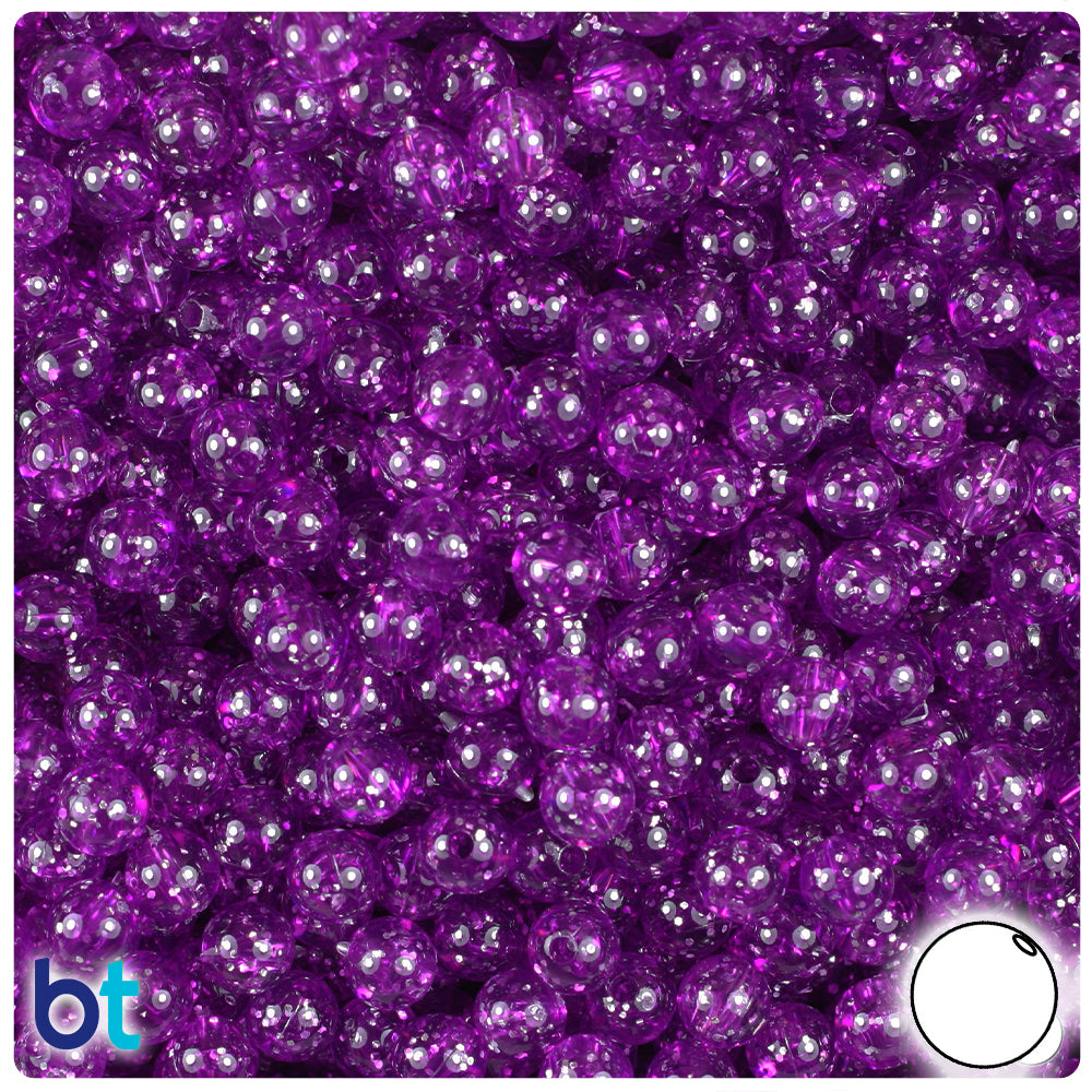 Lilac Sparkle 6mm Round Plastic Beads (500pcs)