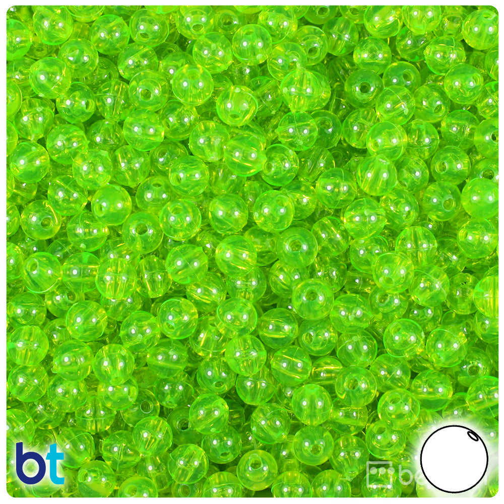 Lime Roe Transparent 6mm Round Plastic Beads (500pcs)