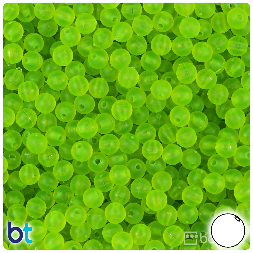 Lime Roe Frosted 6mm Round Plastic Beads (500pcs)