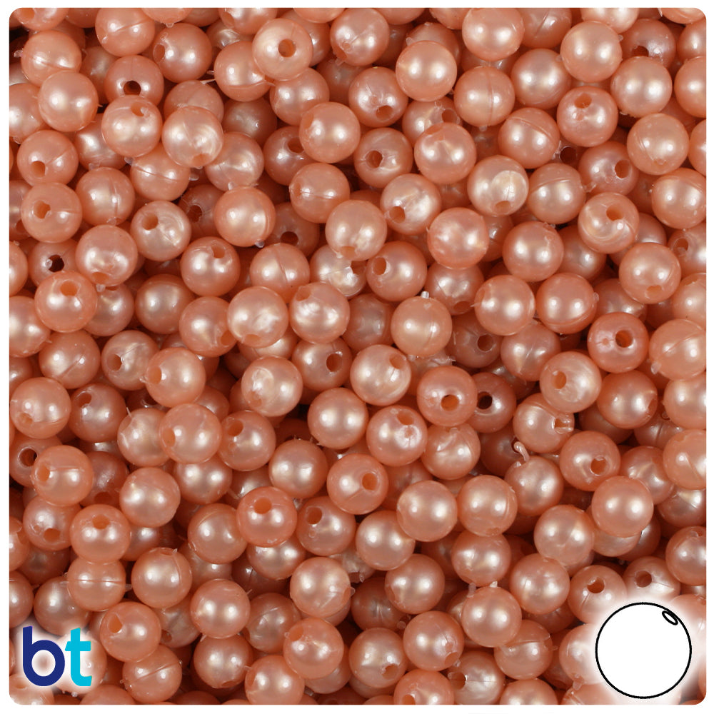 Peach Pearl 6mm Round Plastic Beads (500pcs)