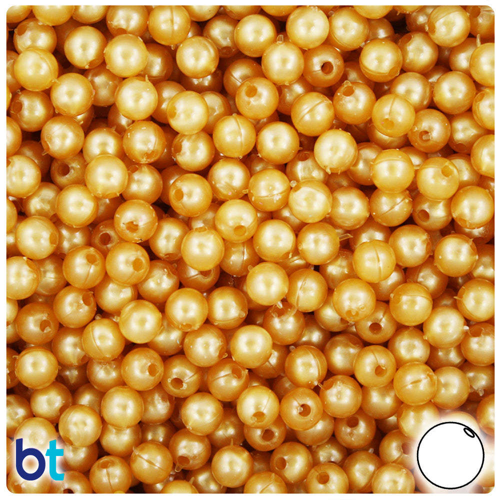 Gold Pearl 6mm Round Plastic Beads (500pcs)