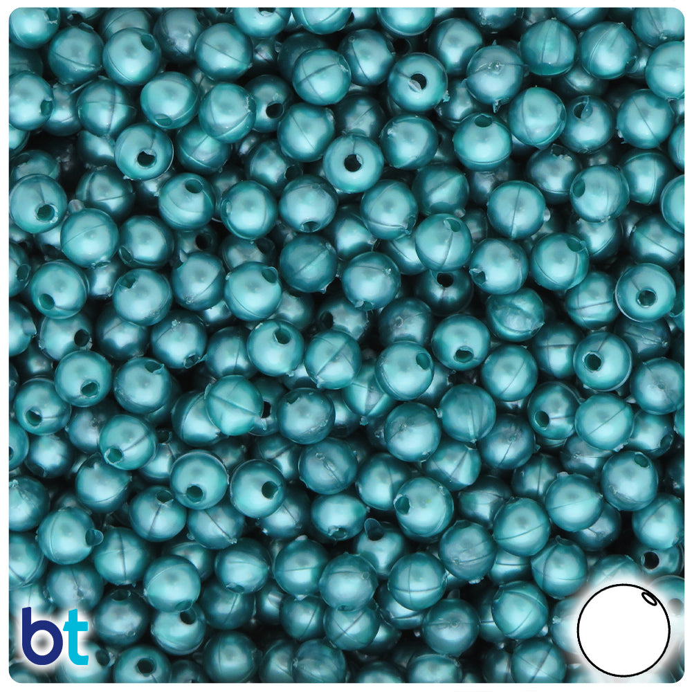 Teal Pearl 6mm Round Plastic Beads (500pcs)