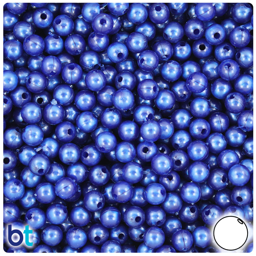 Cobalt Pearl 6mm Round Plastic Beads (500pcs)