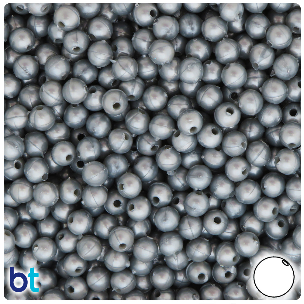 Grey Pearl 6mm Round Plastic Beads (500pcs)